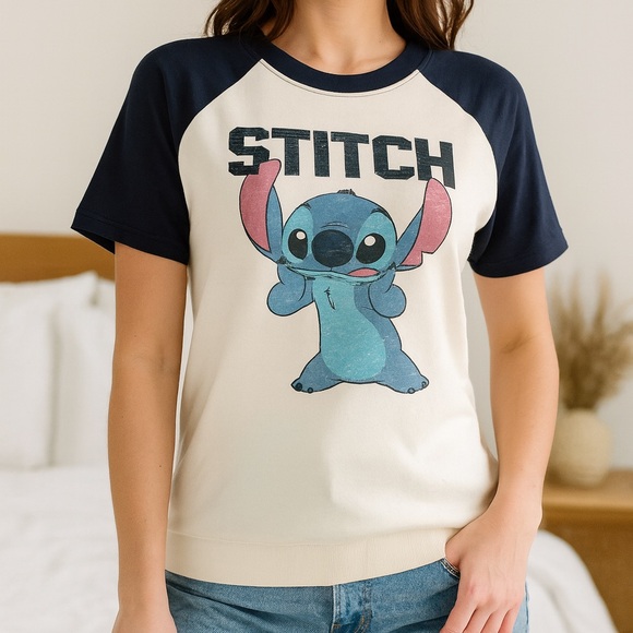 Disney Stitch Short Sleeve Sweater Top - Picture 1 of 4